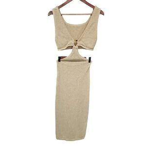Et Clet Ring Cut-Out Cover Up Dress Beige Size S